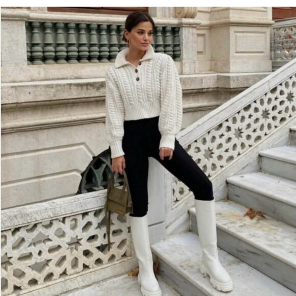 Zara - White cable knit sweater